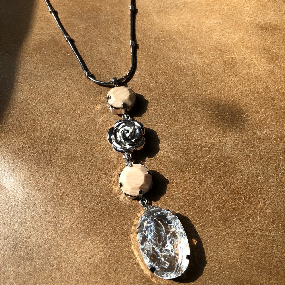 Rare rose rhinestone Marist necklace Nine West - Picture 1 of 6